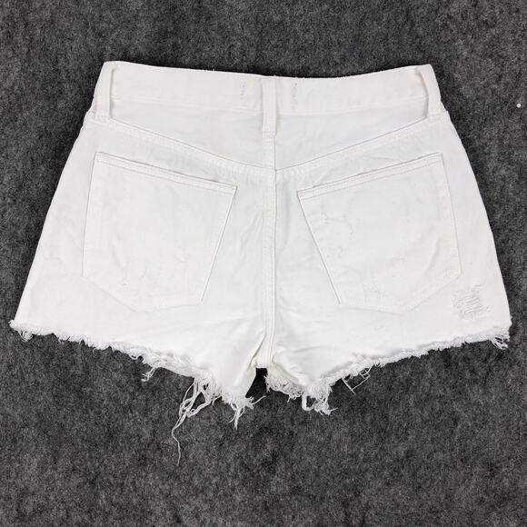 We The Free Womens Shorts 27 White Denim Mid Rise Button Fly Fray Hem Distressed - Picture 4 of 13